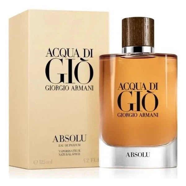 Giorgio Armani Acqua Di Gio Absolu Eau De Parfum for Men 4.2 oz (125ml) Spray | Fresh Woody Aquatic Cologne | New In Box Designer Fragrance