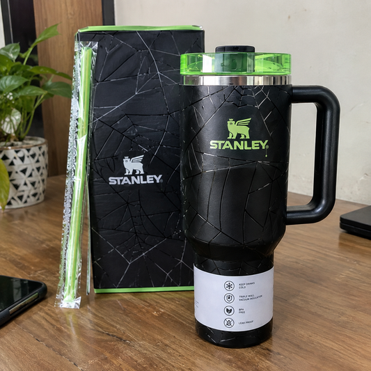 Black Spider Web Tumbler with Handle – Insulated Travel Cup with Lid & Reusable Straw