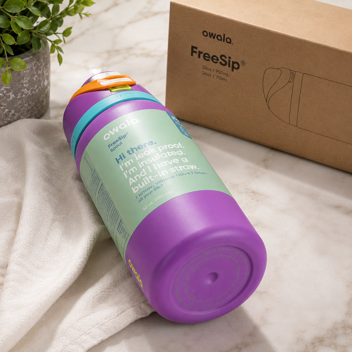 32 oz Insulated Water Bottle with FreeSip Spout & Carry Loop – Reusable Leak-Resistant Travel Bottle