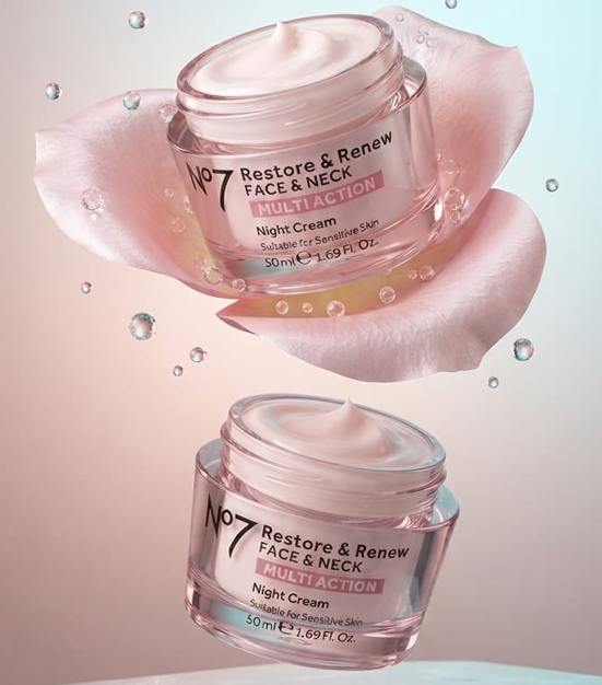 No7 Restore & Renew Face & Neck Night Cream – Multi Action Moisturizer