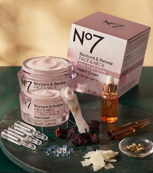 No7 Restore & Renew Face & Neck Night Cream – Multi Action Moisturizer