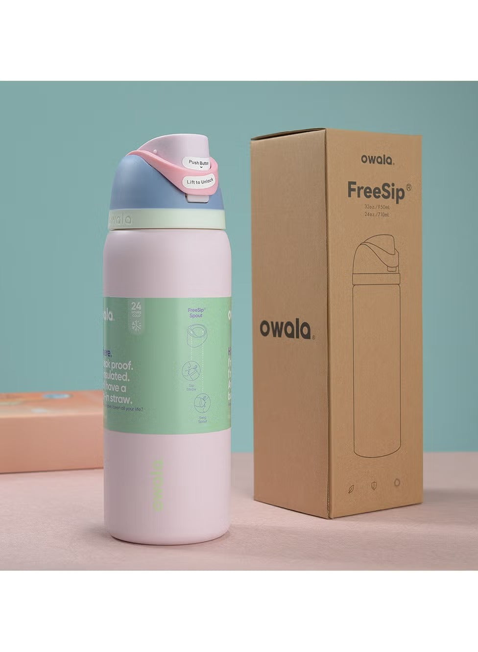 32 oz Insulated Water Bottle with FreeSip Spout & Carry Loop – Reusable Leak-Resistant Travel Bottle