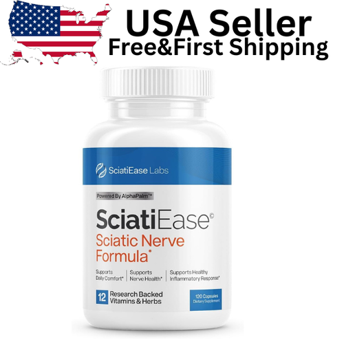 SciatiEase Sciatic Nerve Formula 120 Capsules – Nerve Health Support Supplement with Vitamins & Herbs, Nervous System Support, Daily Wellness Formula, New & Sealed